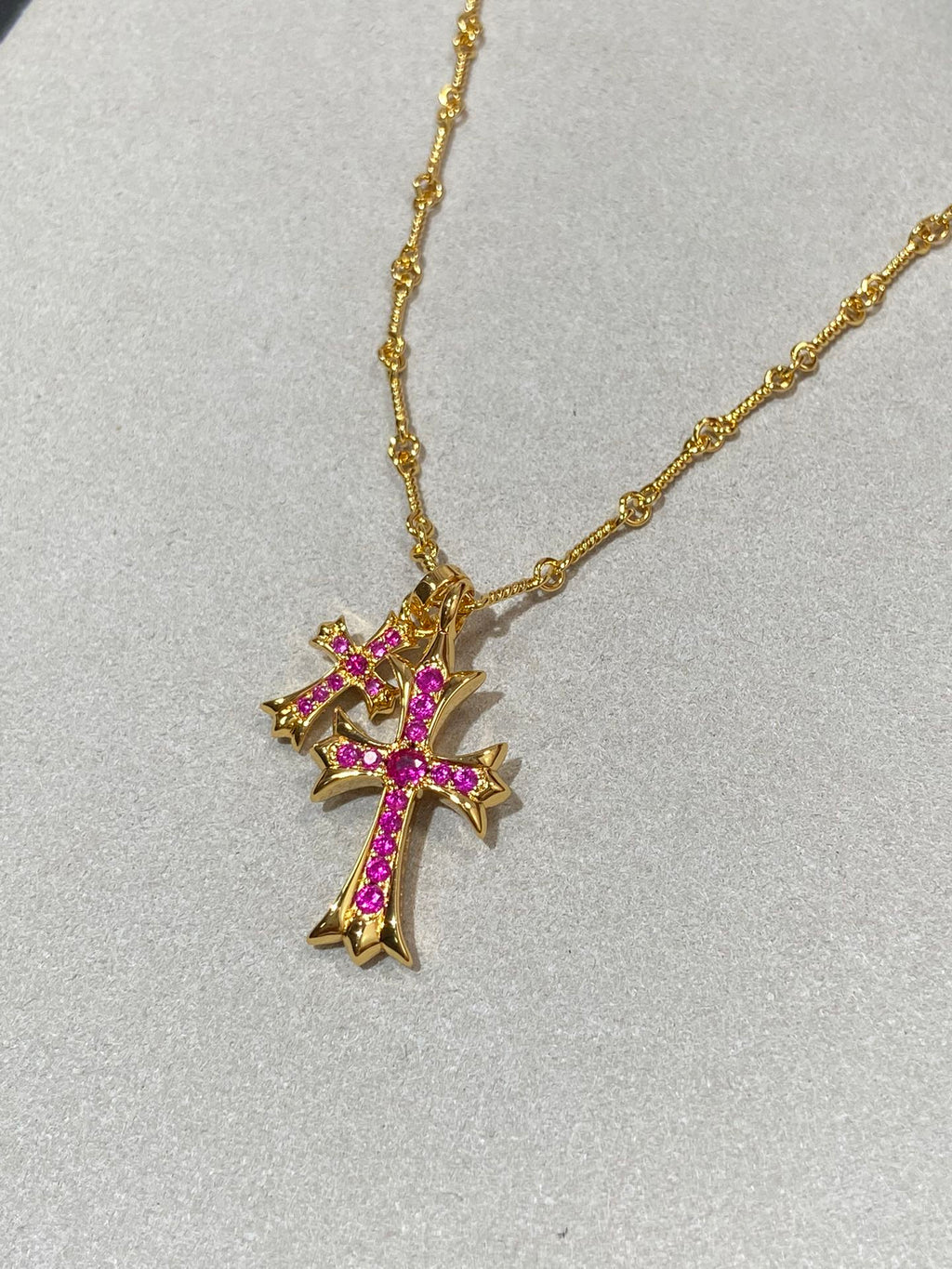 Chrome Hearts Red Accent Twin Cross Necklace - album image 8