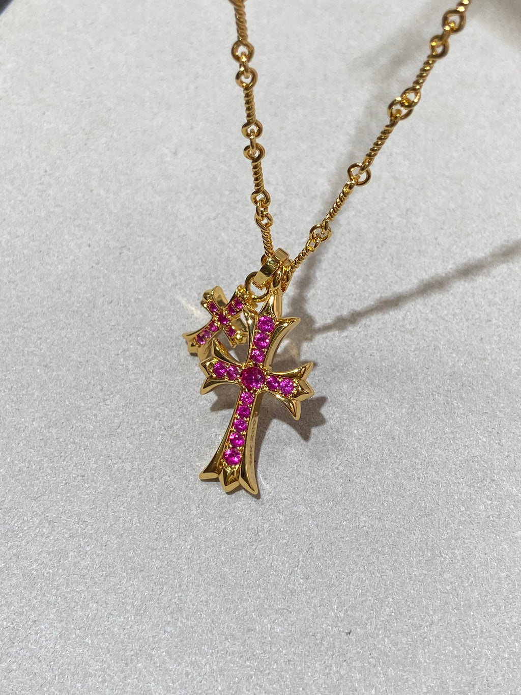 Chrome Hearts Red Accent Twin Cross Necklace - album image 7