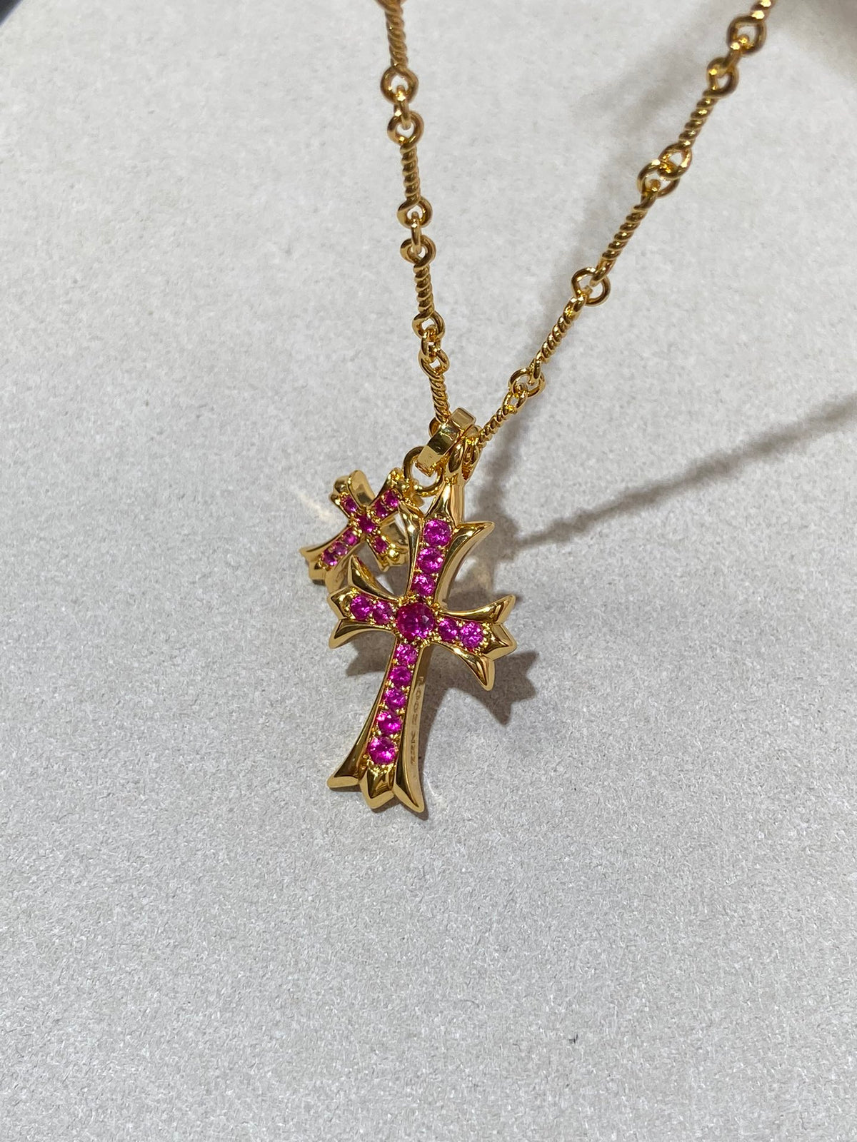 Chrome Hearts Red Accent Twin Cross Necklace - album image 7