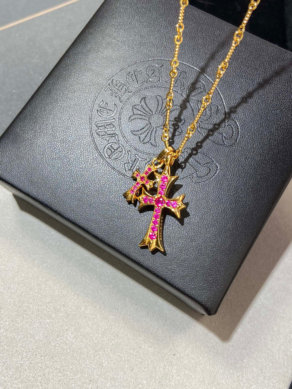 Chrome Hearts Red Accent Twin Cross Necklace - album image 5