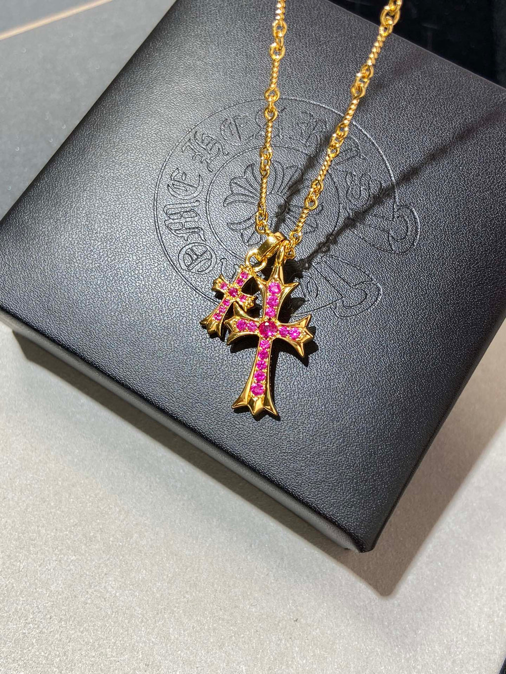 Chrome Hearts Red Accent Twin Cross Necklace - album image 6