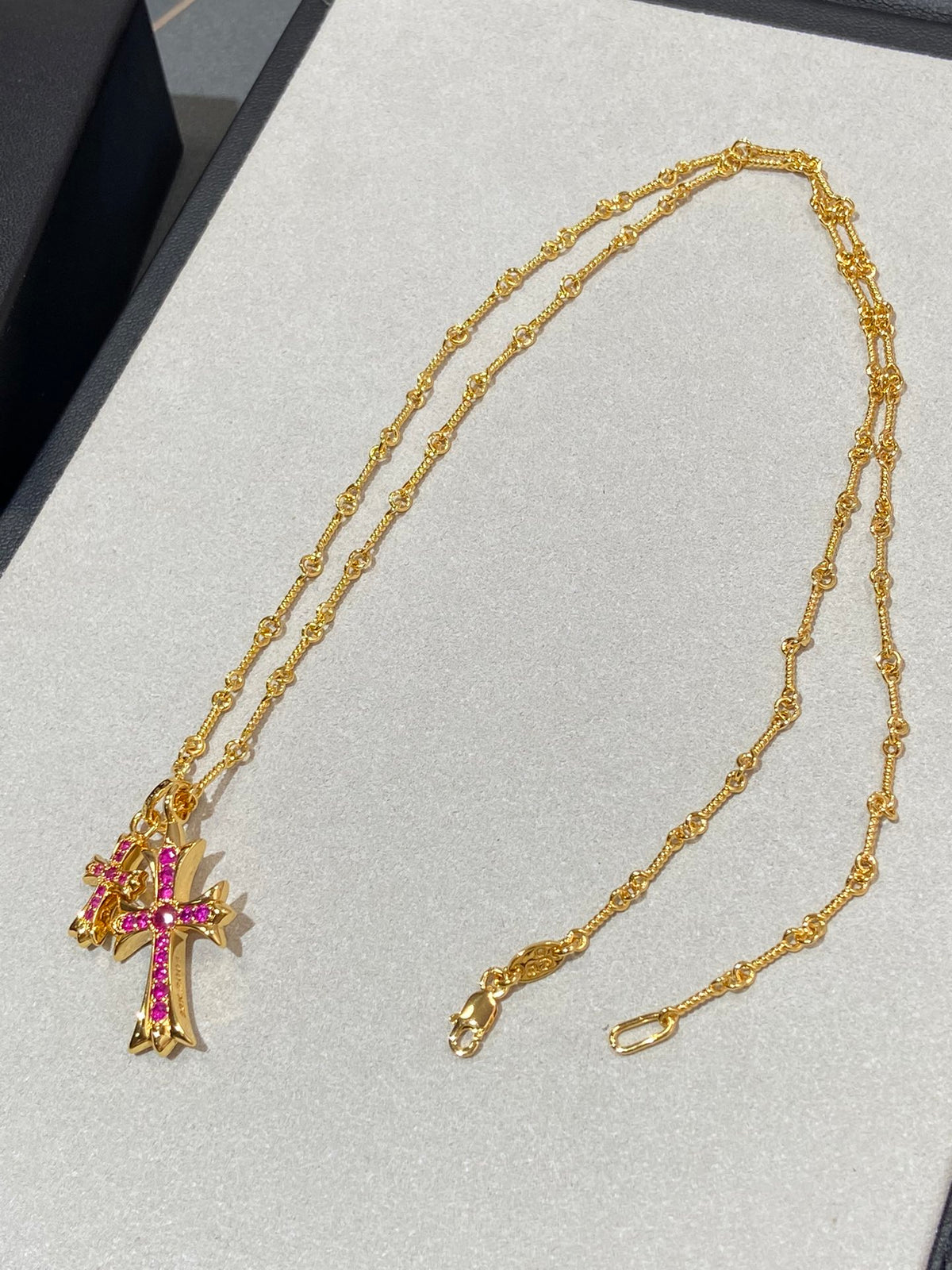 Chrome Hearts Red Accent Twin Cross Necklace - album image 1