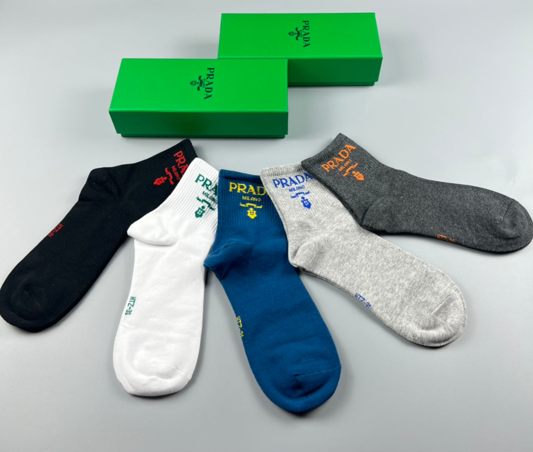 Prada colorful lettered cuff crew socks - view 4
