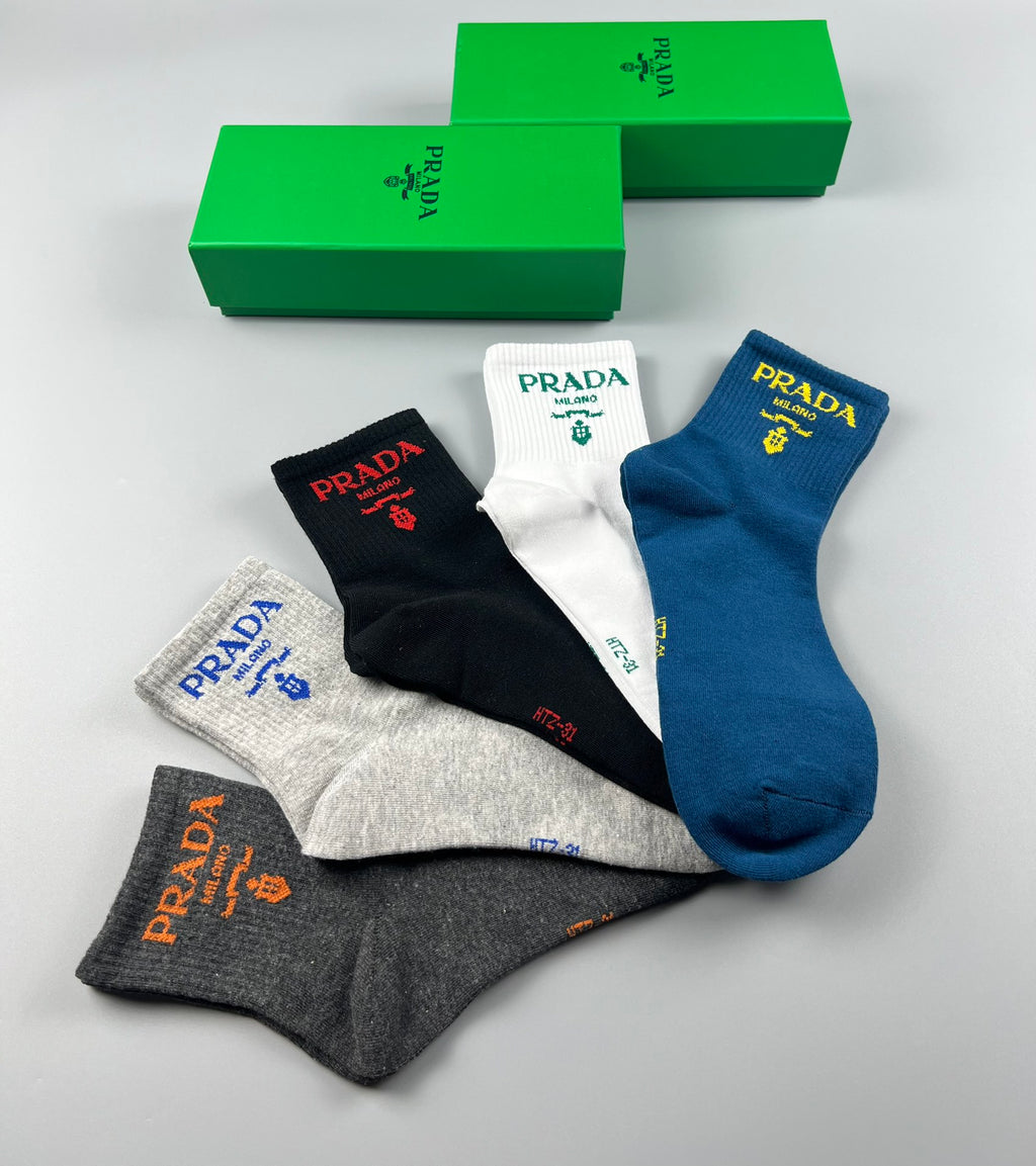 Prada colorful lettered cuff crew socks - view 8