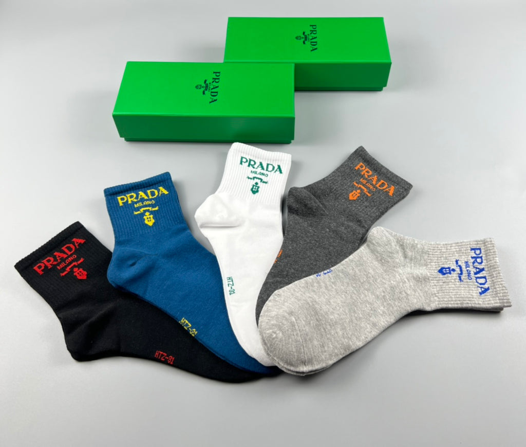 Prada colorful lettered cuff crew socks - view 2