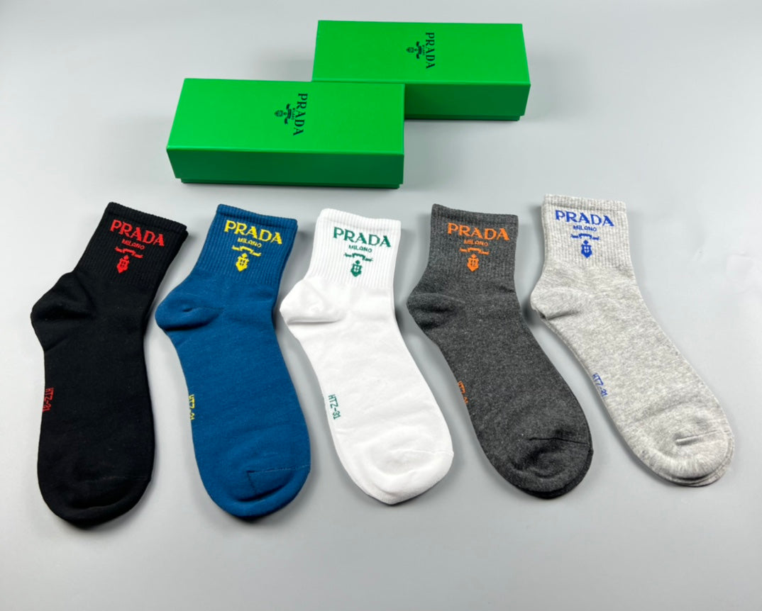 Prada colorful lettered cuff crew socks - view 1