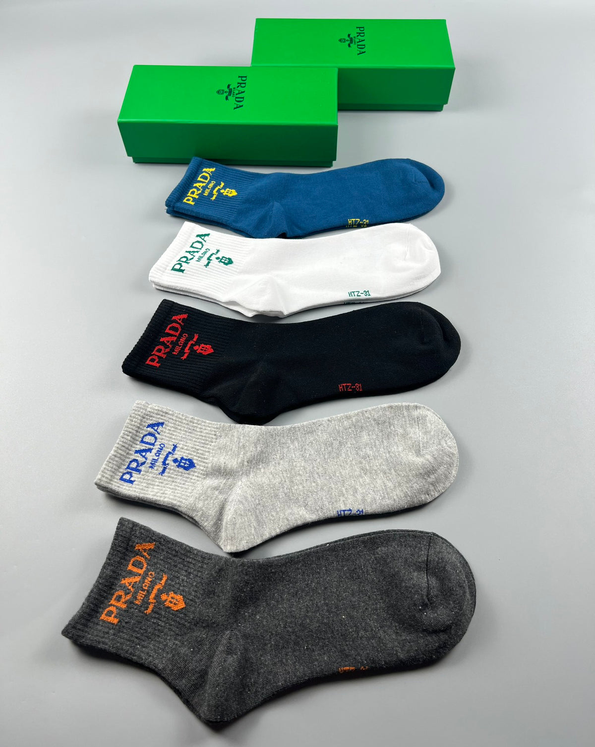 Prada colorful lettered cuff crew socks - view 9