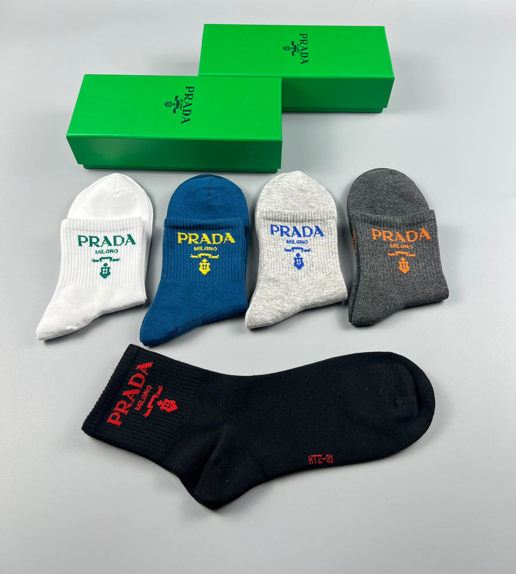 Prada colorful lettered cuff crew socks - view 6