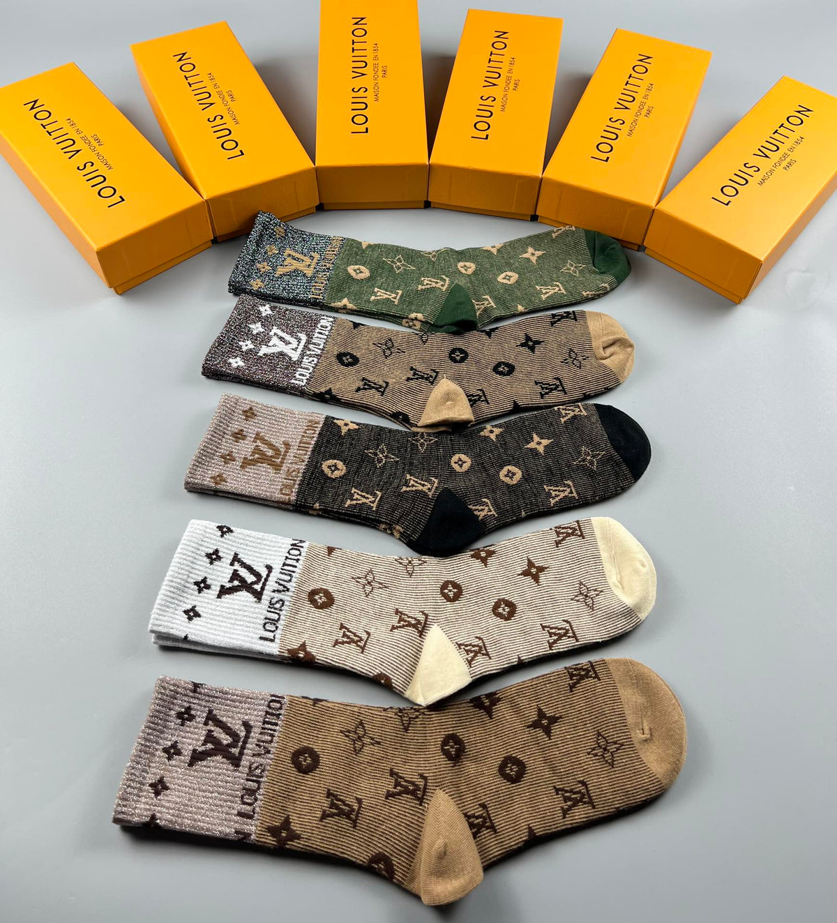 Louis Vuitton muted allover monogram crew socks, image 9