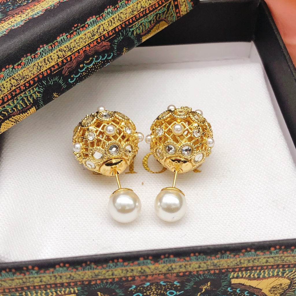 Dior Gold-Tone Openwork Orb Pearl-Look Earrings - product image 6