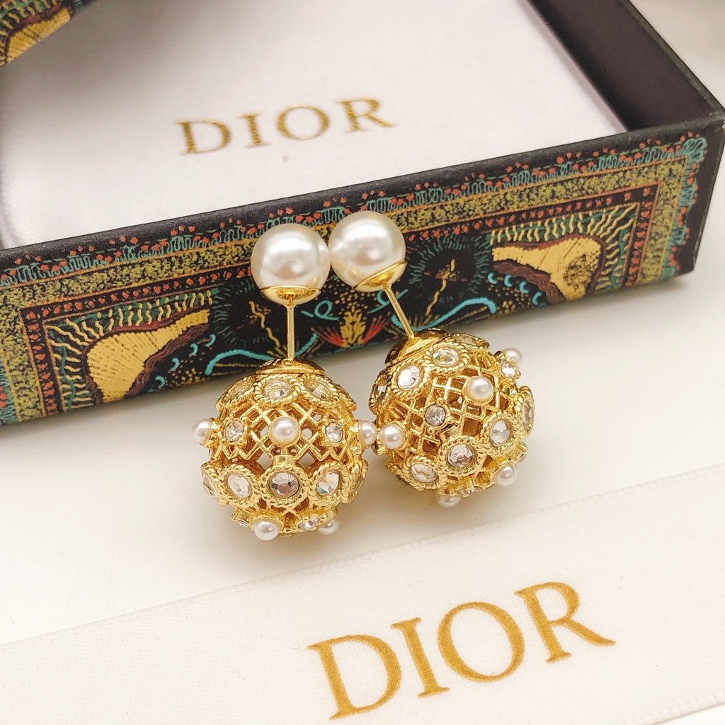 Dior Gold-Tone Openwork Orb Pearl-Look Earrings - product image 7