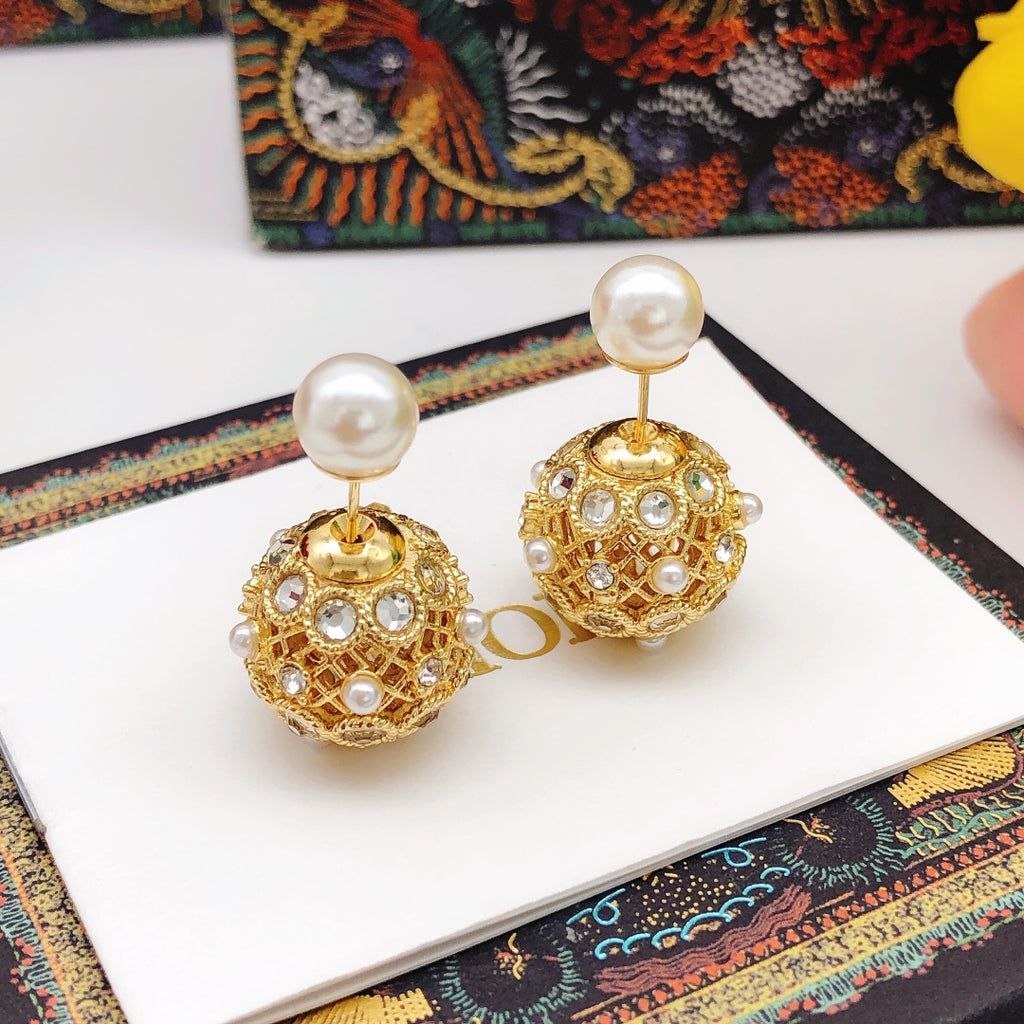 Dior Gold-Tone Openwork Orb Pearl-Look Earrings - product image 5