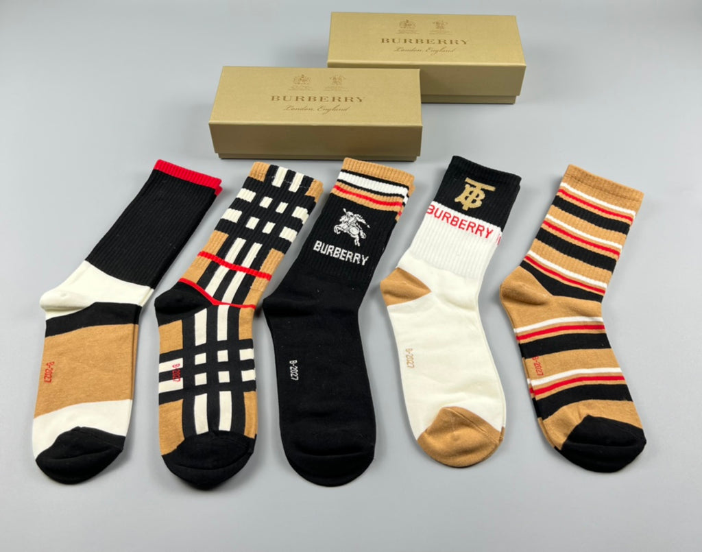 Burberry check stripe and tb crew socks - view 4