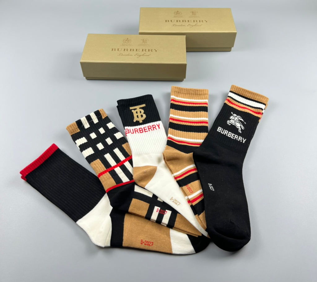 Burberry check stripe and tb crew socks - view 9