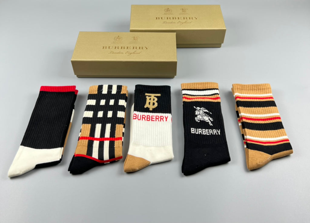 Burberry check stripe and tb crew socks - view 7
