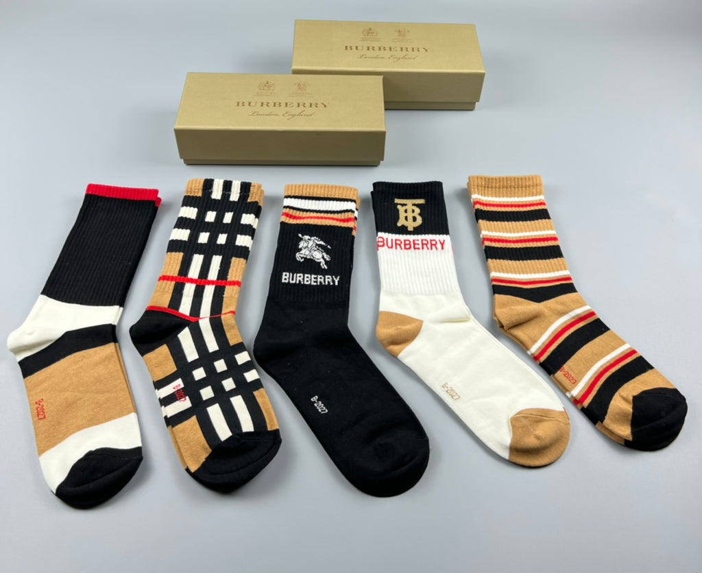 Burberry check stripe and tb crew socks - view 1