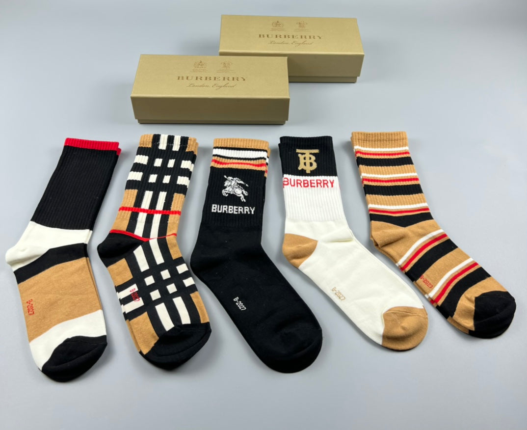 Burberry check stripe and tb crew socks - view 1