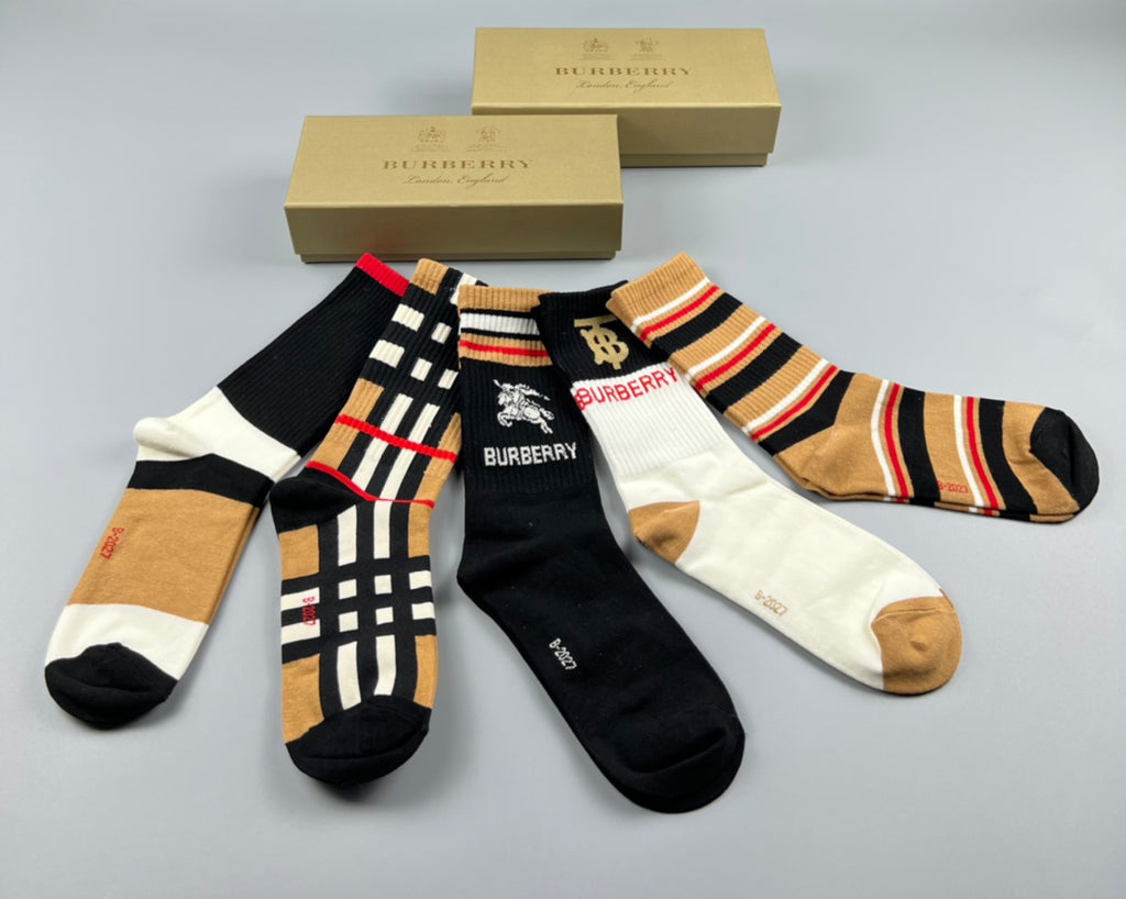 Burberry check stripe and tb crew socks - view 3