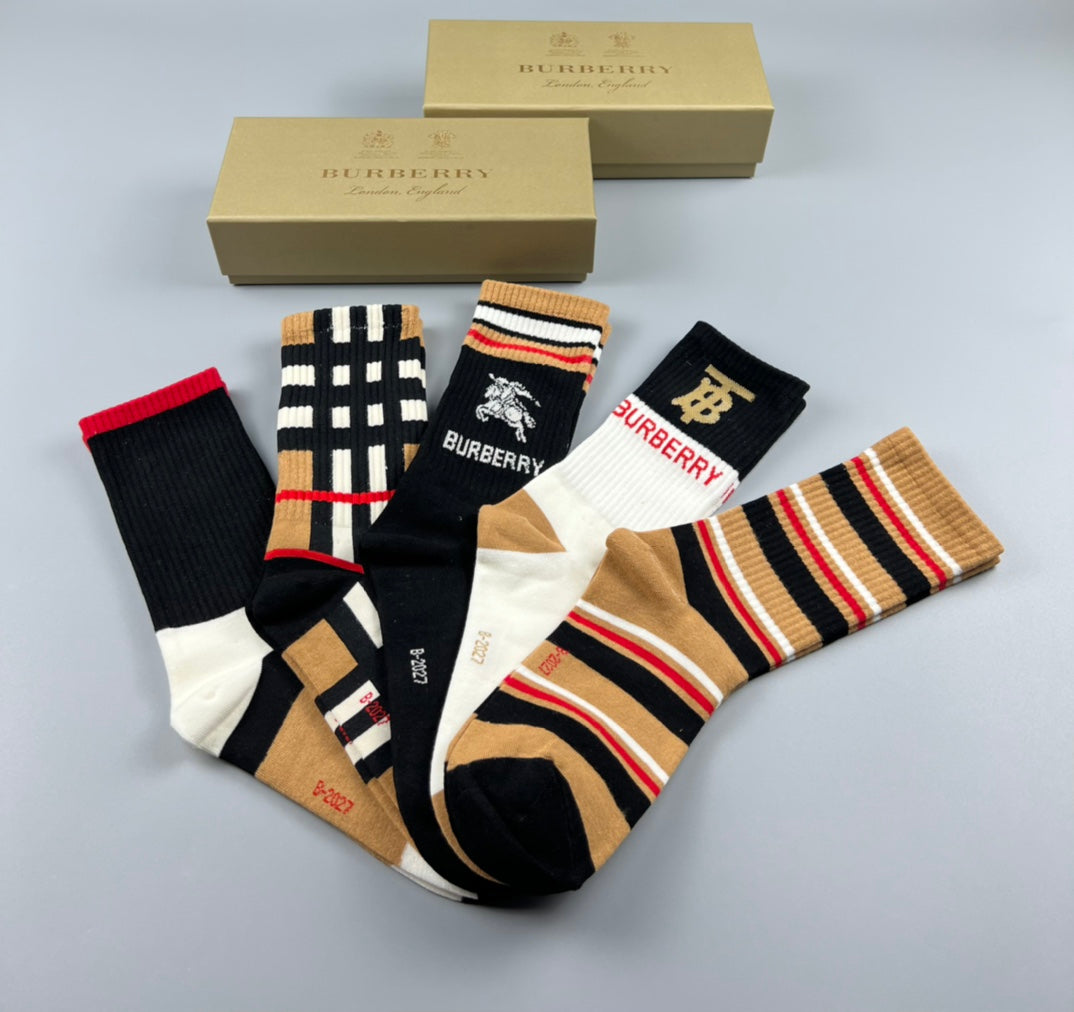 Burberry check stripe and tb crew socks - view 2