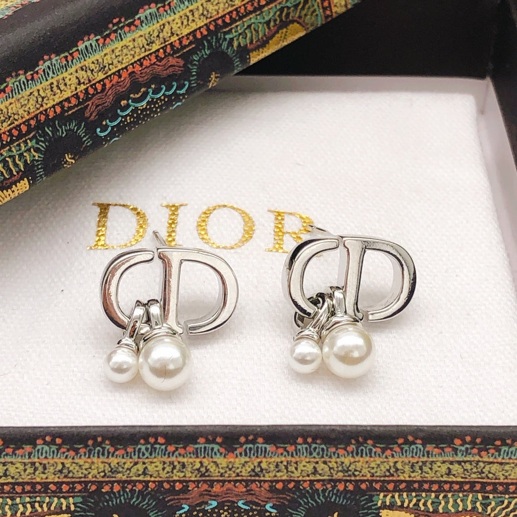 Dior Silver-Tone Mini CD Pearl-Look Earrings - product image 8