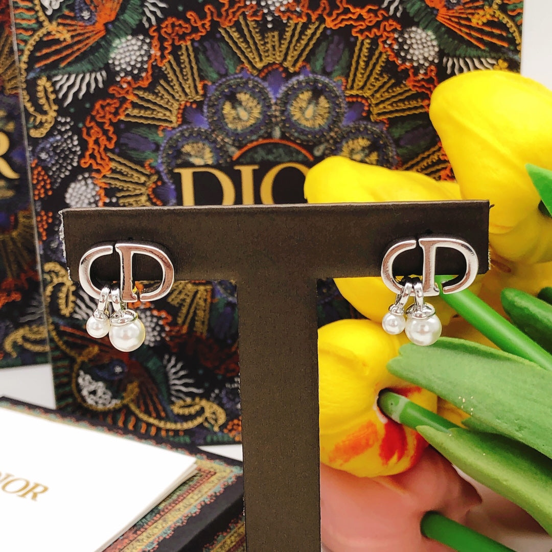 Dior Silver-Tone Mini CD Pearl-Look Earrings - product image 9