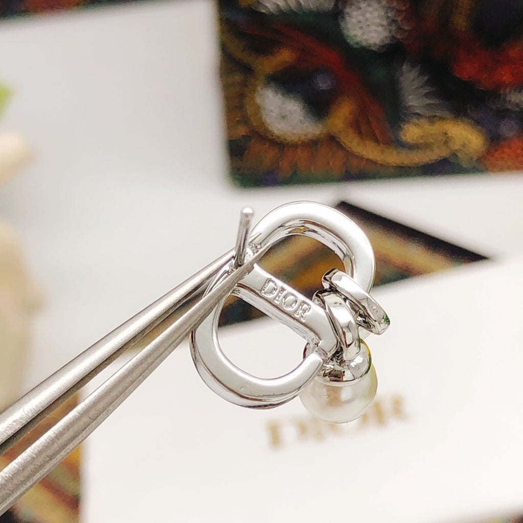 Dior Silver-Tone Mini CD Pearl-Look Earrings - product image 5