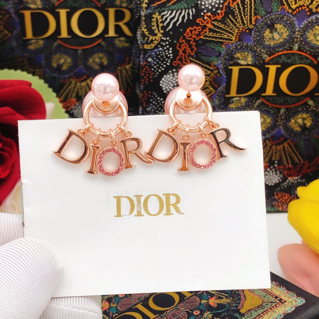 Dior Rose-Gold-Tone Letter Pearl-Look Earrings - product image 5