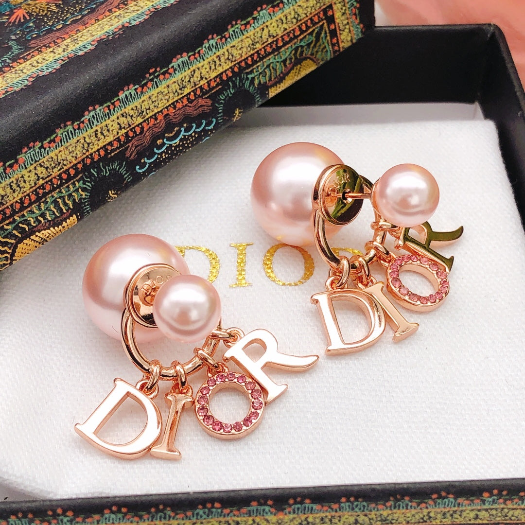 Dior Rose-Gold-Tone Letter Pearl-Look Earrings - product image 7