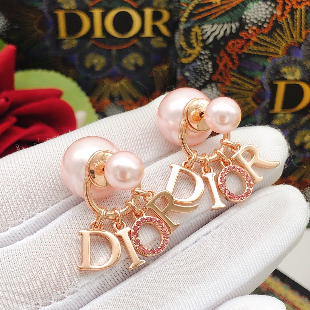 Dior Rose-Gold-Tone Letter Pearl-Look Earrings - product image 3