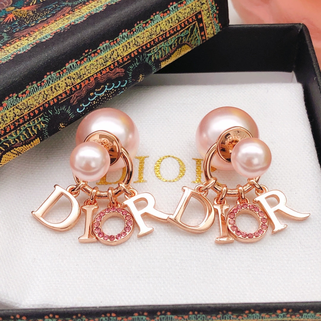 Dior Rose-Gold-Tone Letter Pearl-Look Earrings - product image 6
