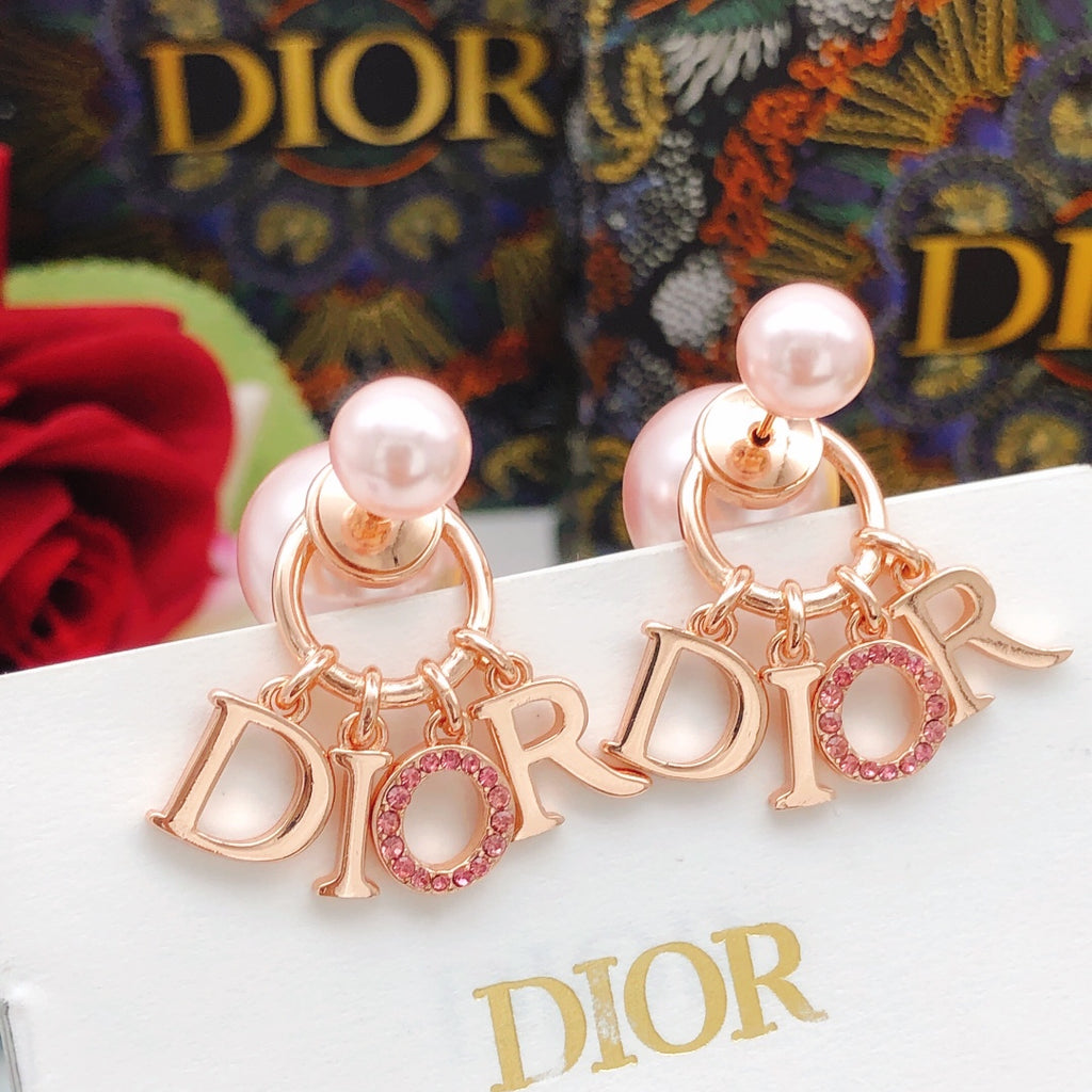 Dior Rose-Gold-Tone Letter Pearl-Look Earrings - product image 4