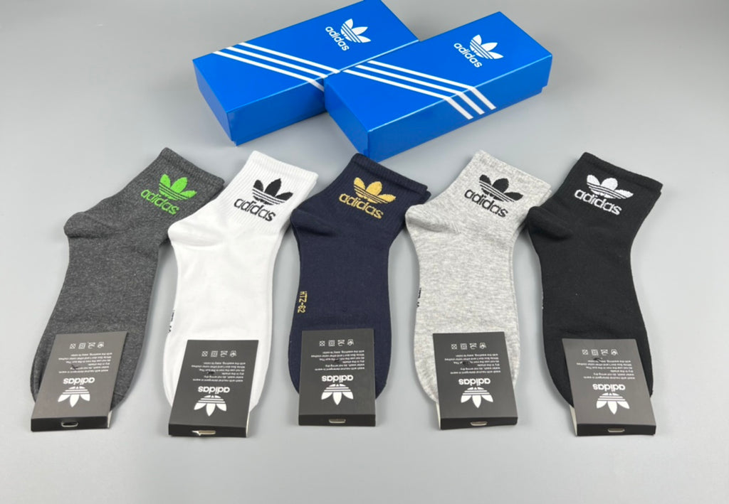 Adidas Double Trefoil Crew Socks - Boxed Set of 5 Pairs - image 4
