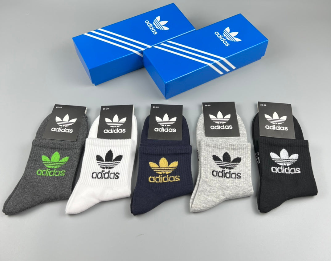 Adidas Double Trefoil Crew Socks - Boxed Set of 5 Pairs - image 6