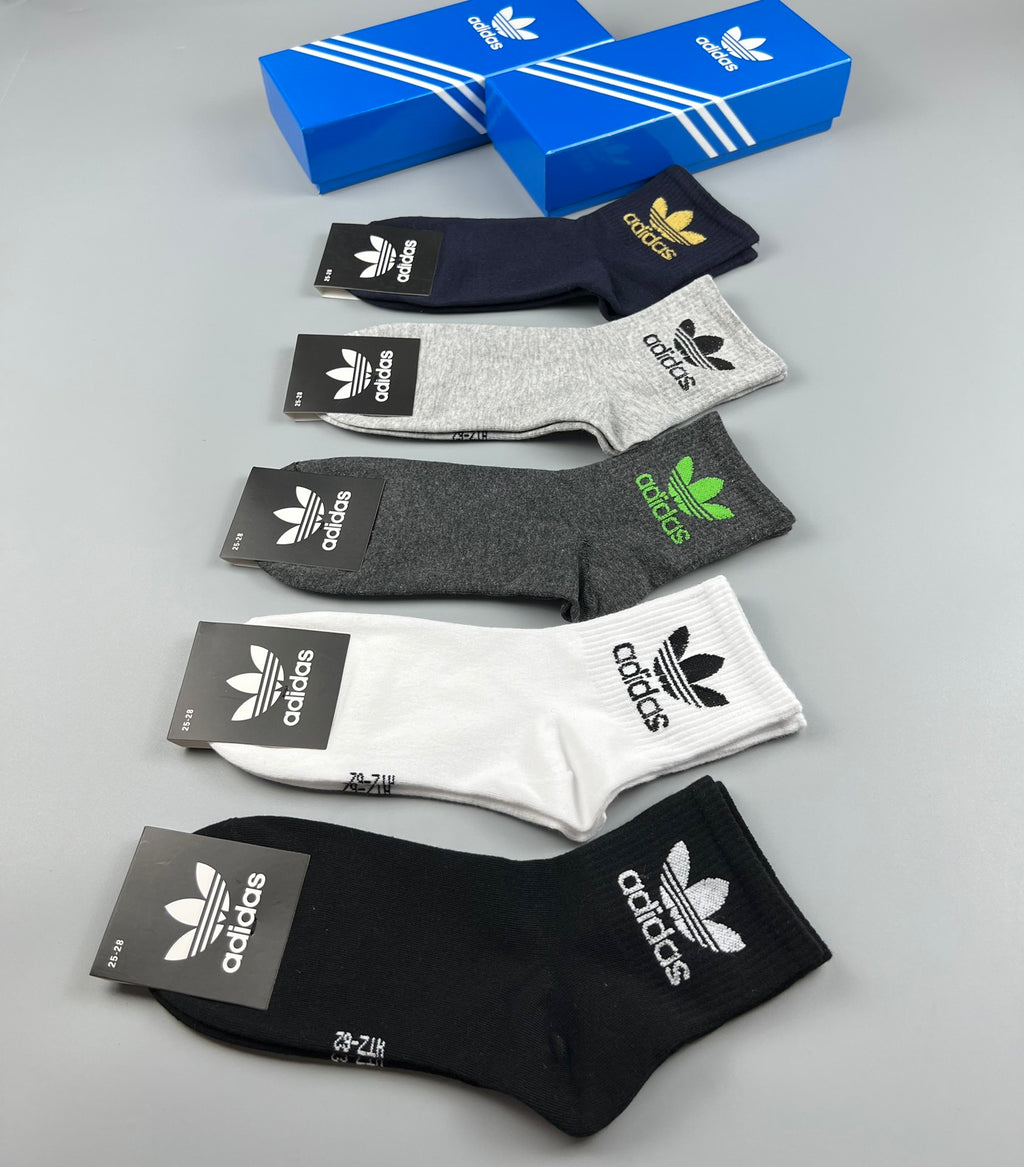 Adidas Double Trefoil Crew Socks - Boxed Set of 5 Pairs - image 9