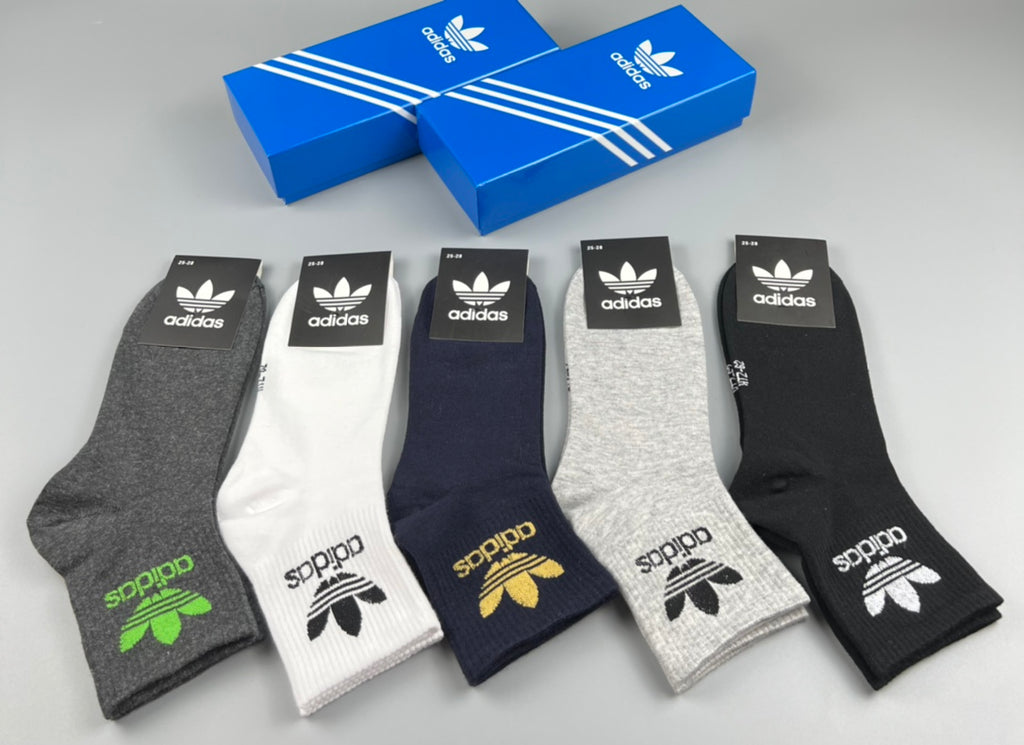 Adidas Double Trefoil Crew Socks - Boxed Set of 5 Pairs - image 7