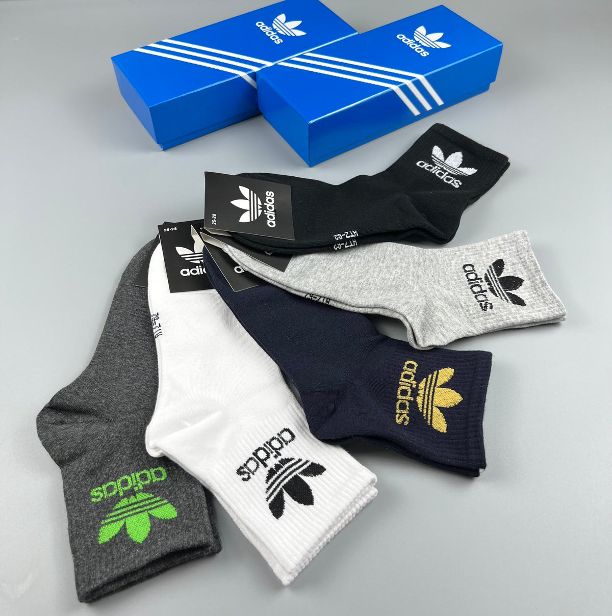 Adidas Double Trefoil Crew Socks - Boxed Set of 5 Pairs - image 8