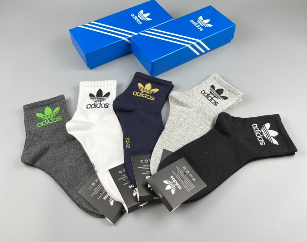 Adidas Double Trefoil Crew Socks - Boxed Set of 5 Pairs - image 5