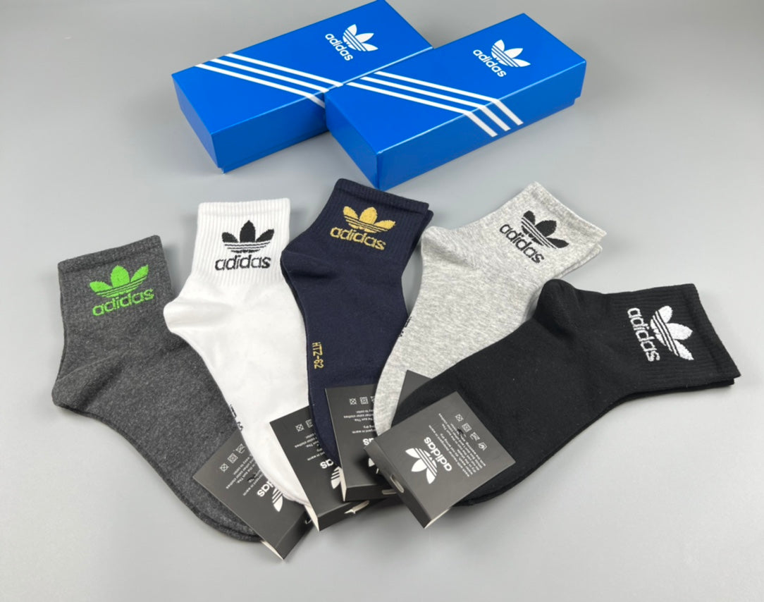 Adidas Double Trefoil Crew Socks - Boxed Set of 5 Pairs - image 5