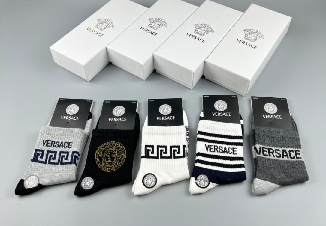 Versace mixed graphic bands crew socks - view 5