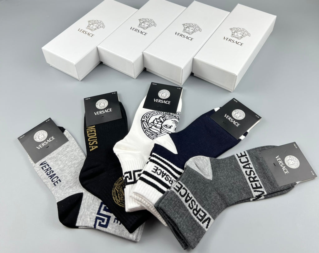 Versace mixed graphic bands crew socks - view 3