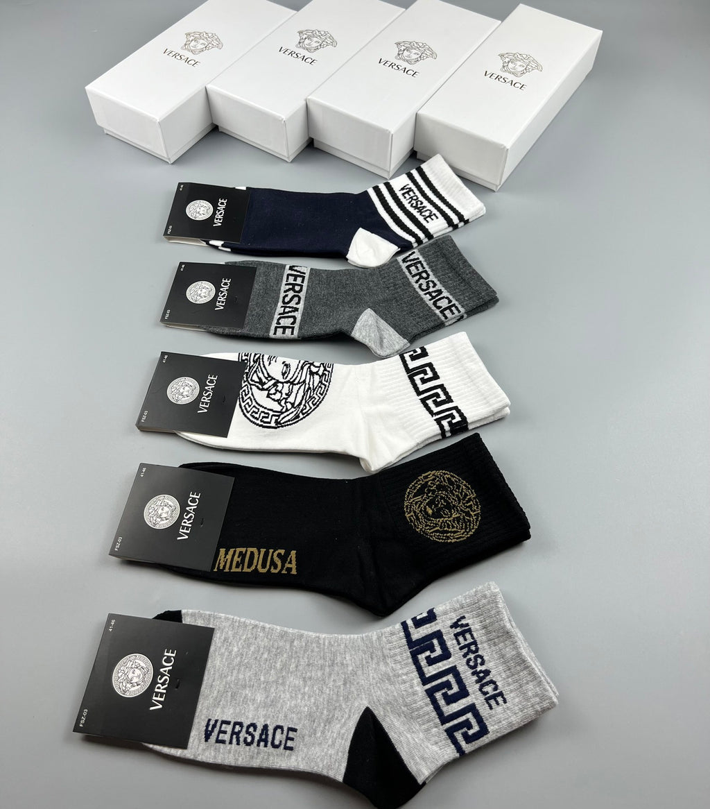 Versace mixed graphic bands crew socks - view 8