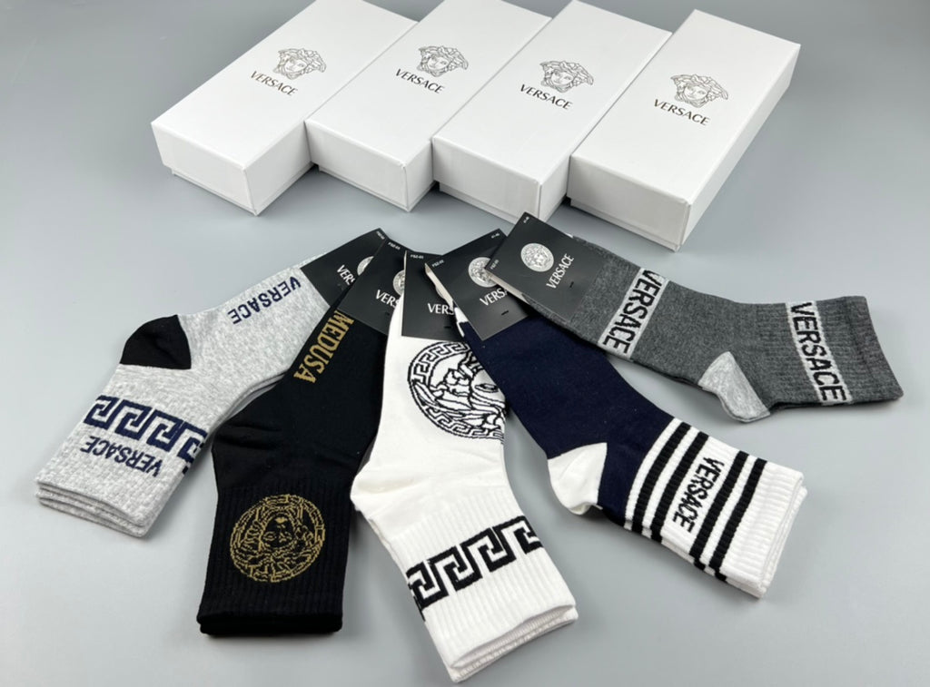 Versace mixed graphic bands crew socks - view 4