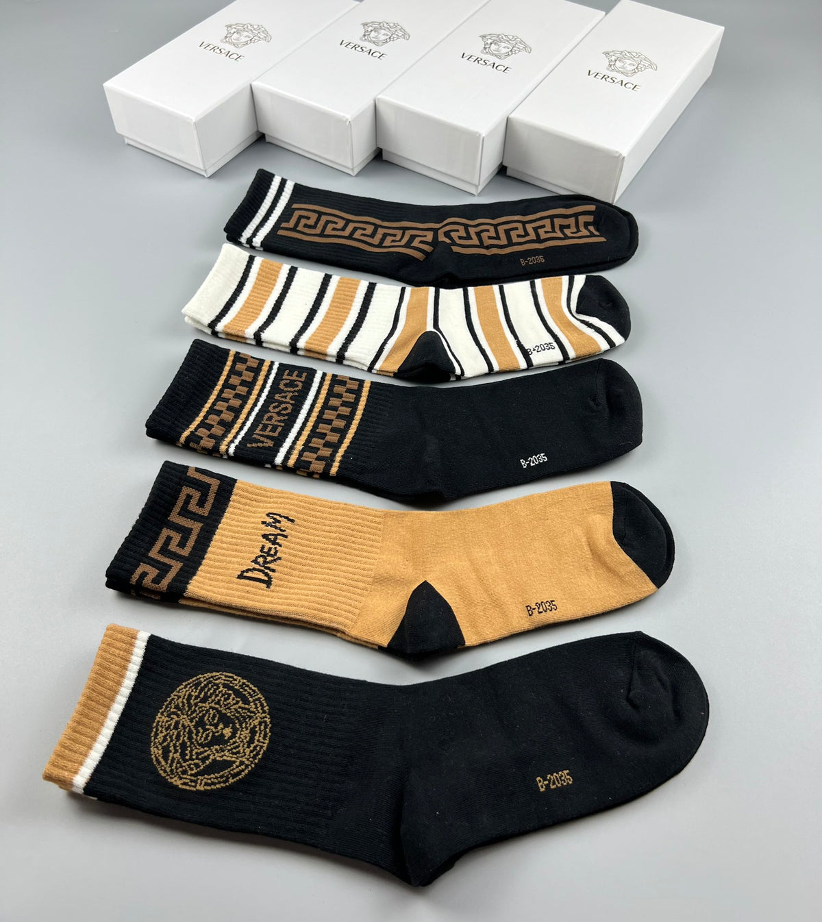Versace mixed baroque stripes crew socks - view 9