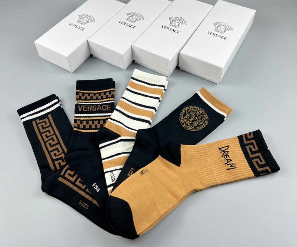 Versace mixed baroque stripes crew socks - view 2