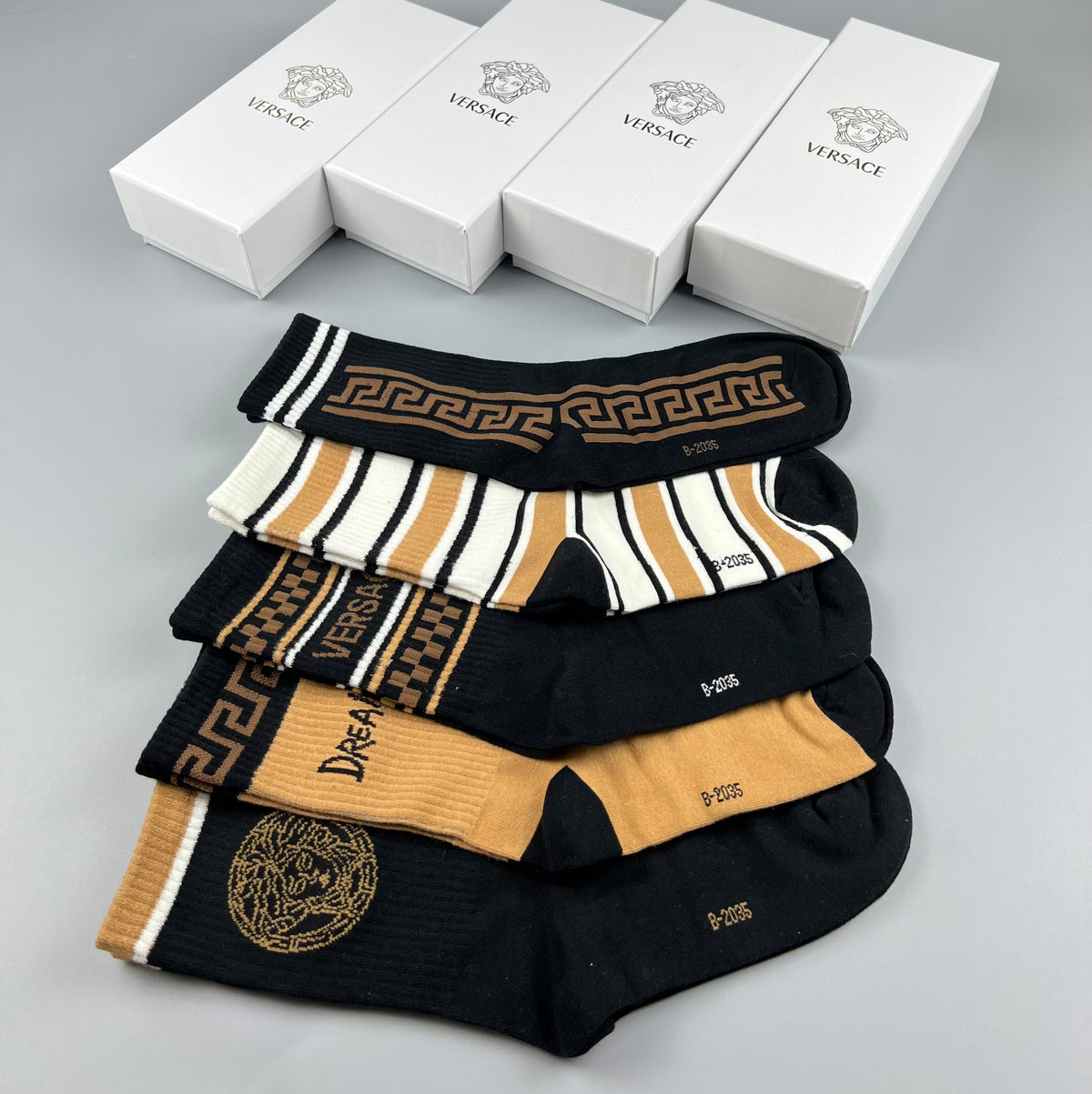 Versace mixed baroque stripes crew socks - view 7