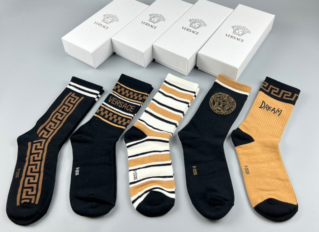 Versace mixed baroque stripes crew socks - view 4