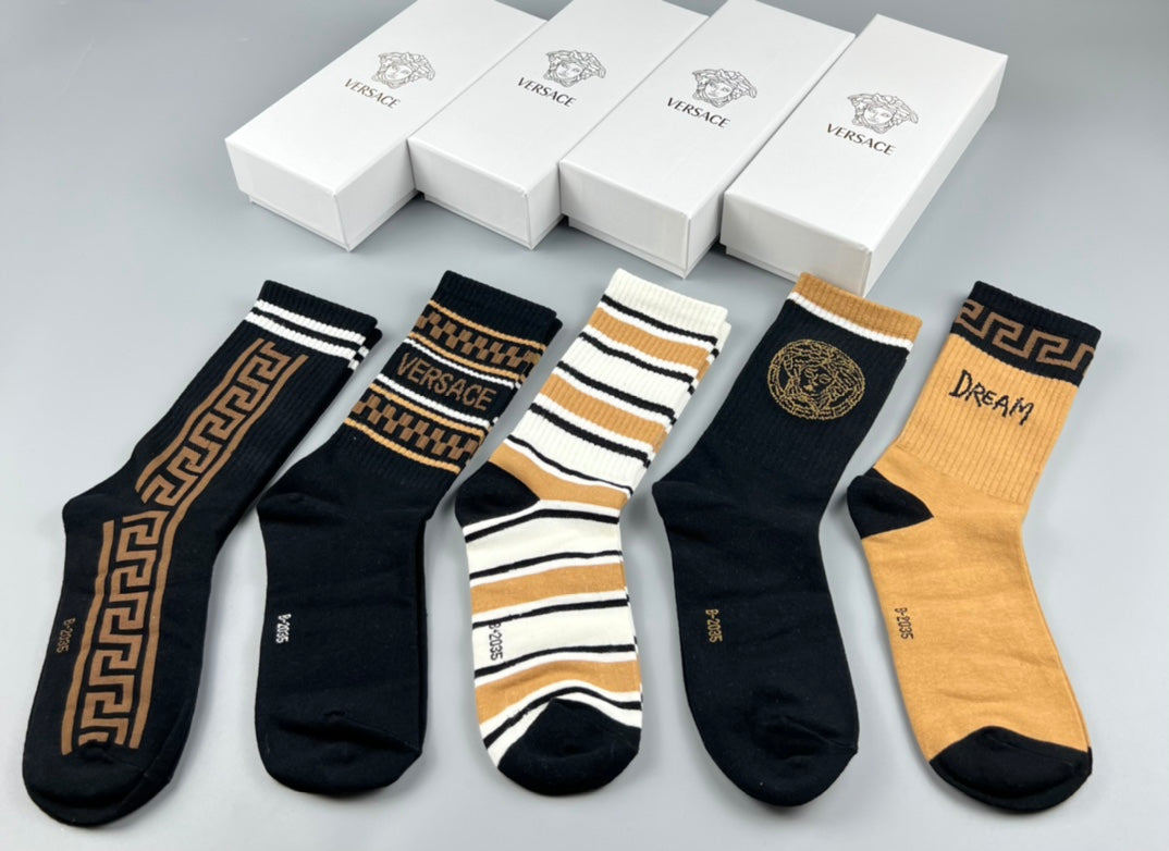 Versace mixed baroque stripes crew socks - view 4