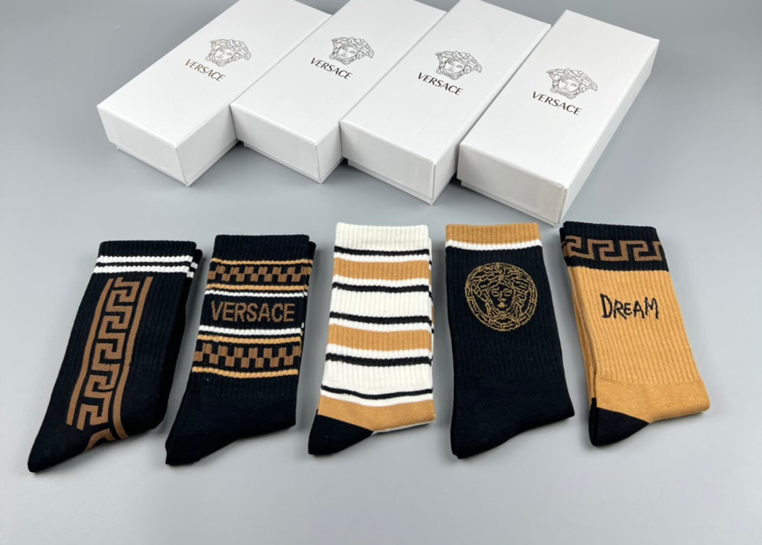 Versace mixed baroque stripes crew socks - view 5