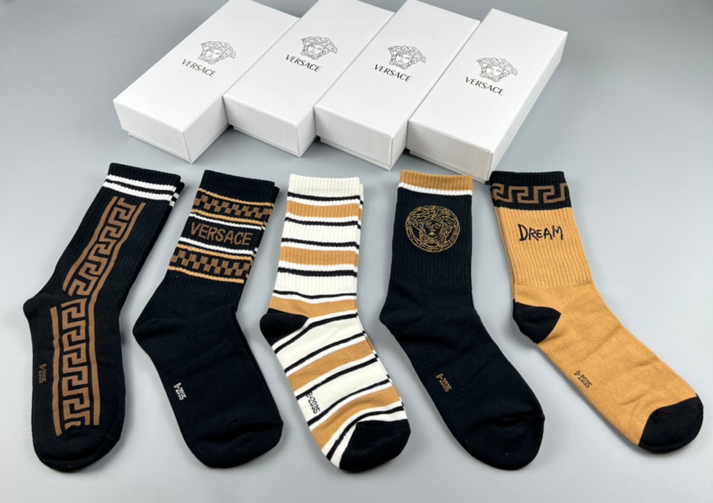 Versace mixed baroque stripes crew socks - view 1