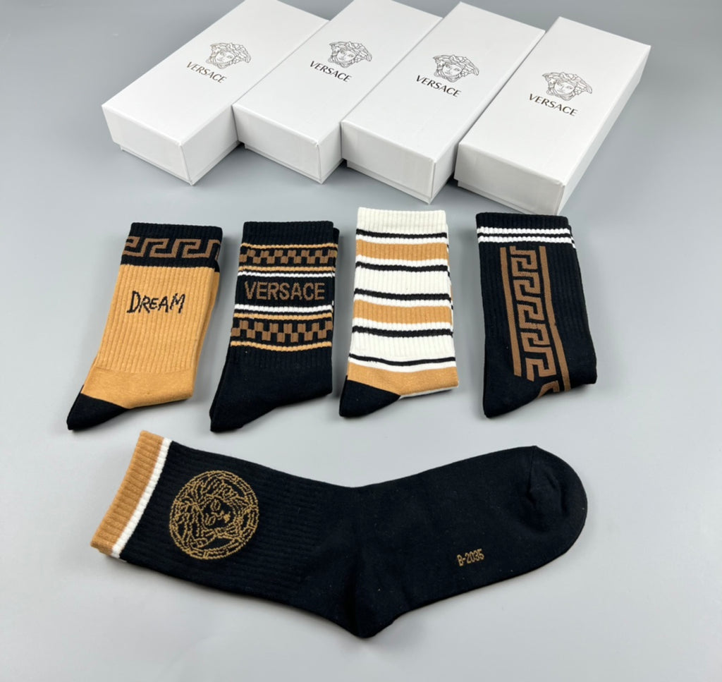 Versace mixed baroque stripes crew socks - view 6